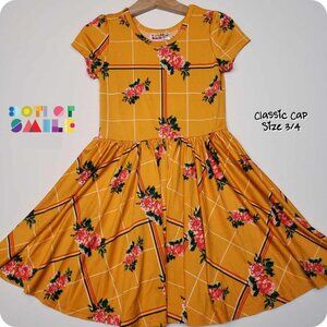 DotDotSmile Size 3/4t Classic Cap Dress - NWT Goldenrod Plaid Floral